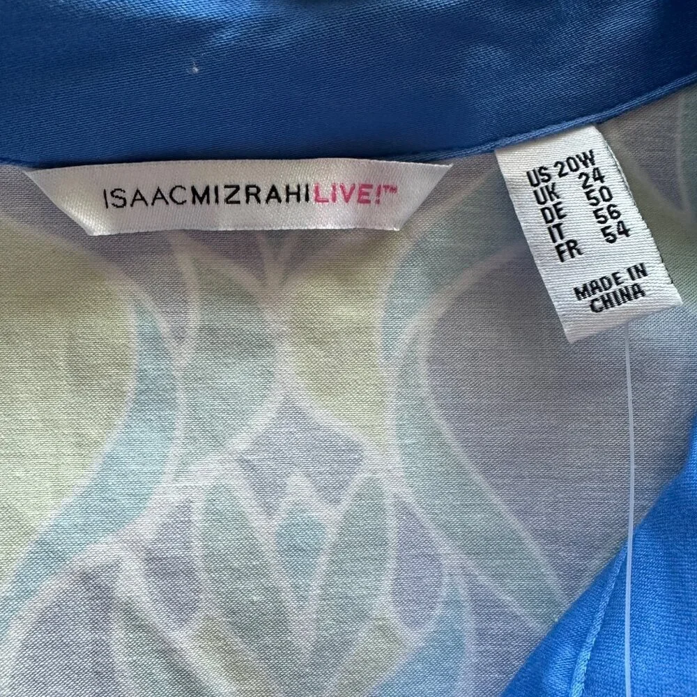 Isaac Mizrahi Live! Printed Cotton Sateen Dress Womens Size 20W Pockets Brunch